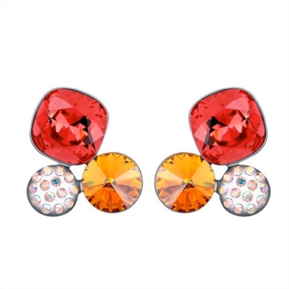 Last Pair • Multicolour Swarovski Crystal Stud Earrings • 20×15mm